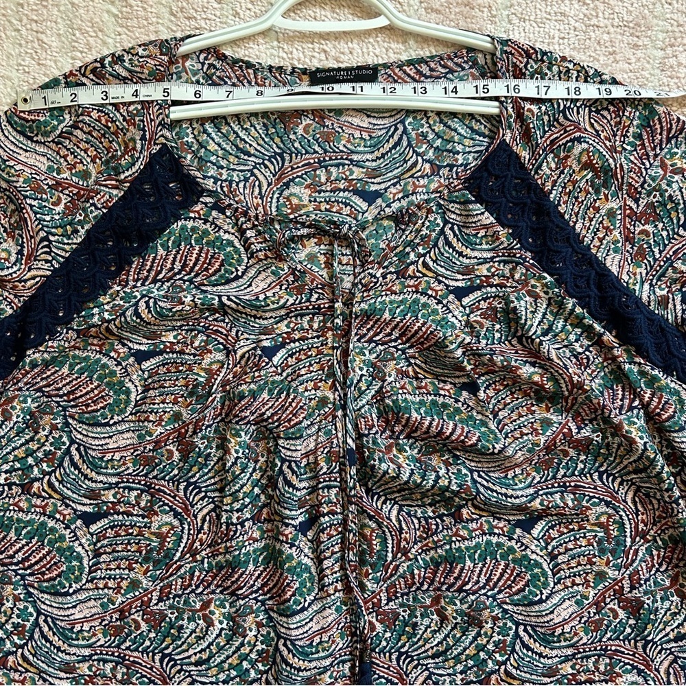 NWT Signature Studio Blouse Abstract Paisley Print Size 3X Boho Spring Office - Picture 6 of 10
